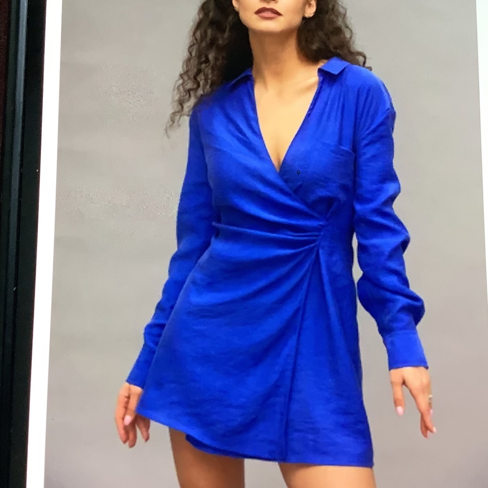Zara - Royal Blue Wrap Mini Dress
